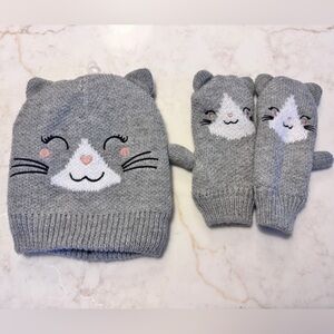 Barnes & Noble Gray Kitty Cat Hat and Mittens Set 🐱🐈‍⬛